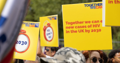 Placards with 2030 messaging Placards with 2030 messaging