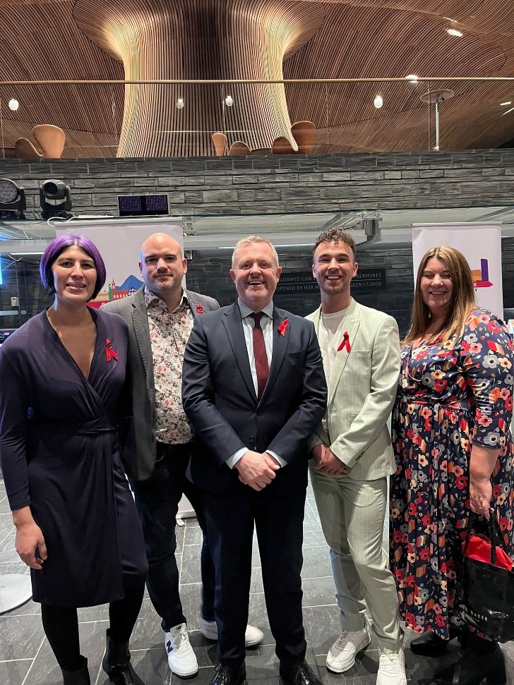 Terrence Higgins Trust Cymru team at the 2024 Senedd World AIDS Day reception.