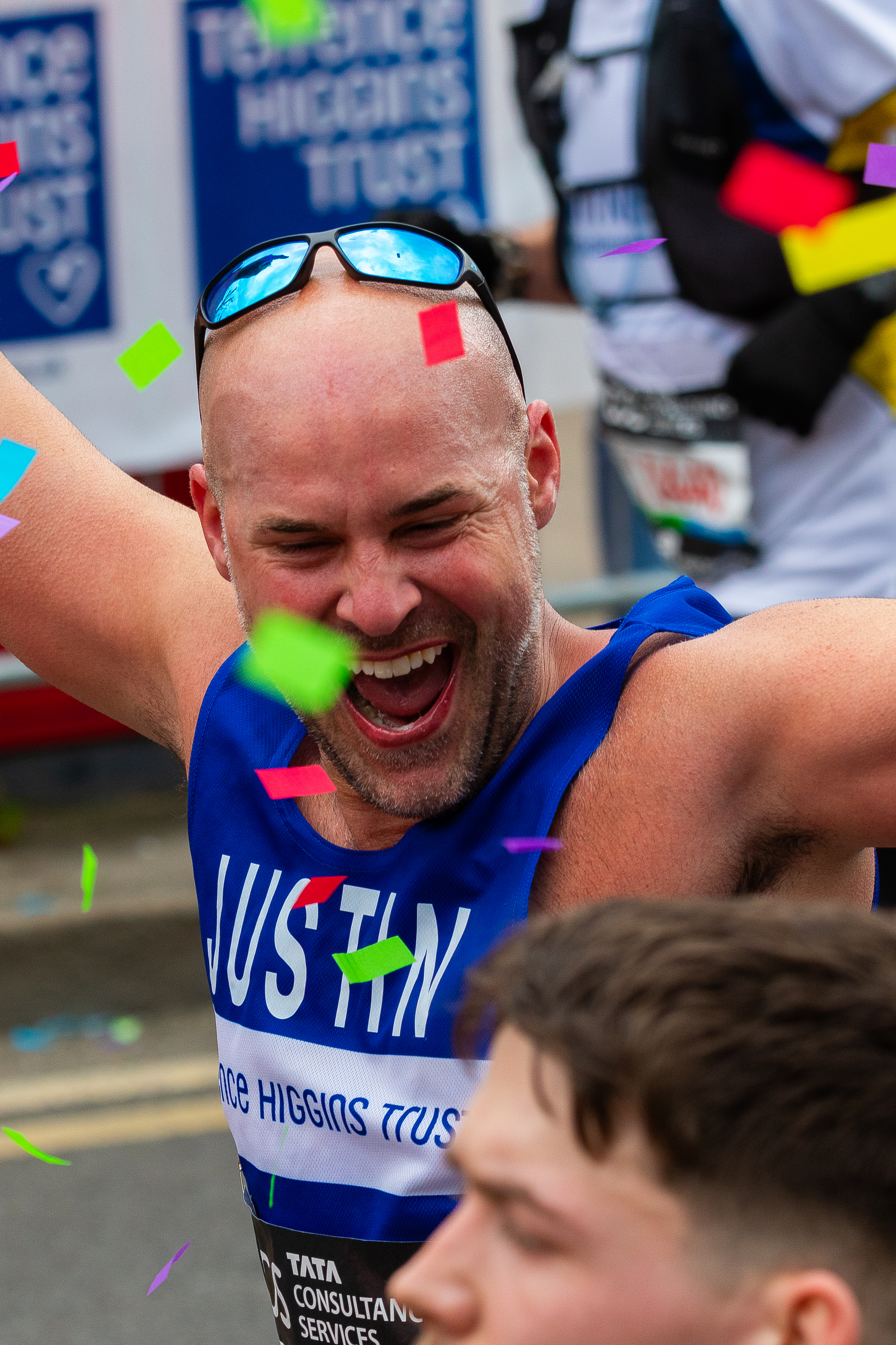 A joyous Terrence Higgins Trust runner in the London Marathon.