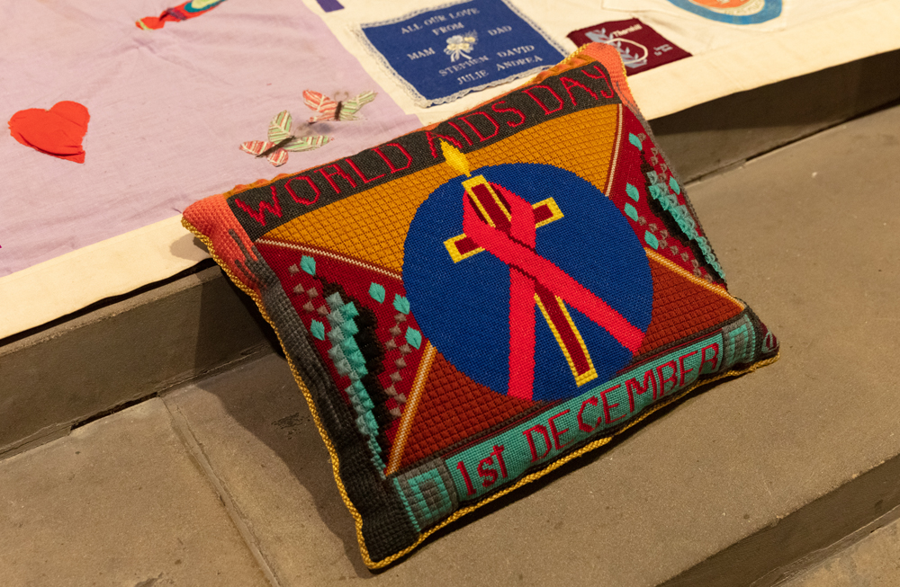 World AIDS Day 1st December pillow at St Andrew’s Chapel at Southwark Cathedral