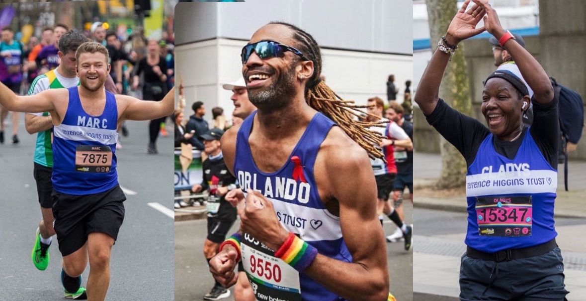 Three different marathon runners for Terrence Higgins Trust.