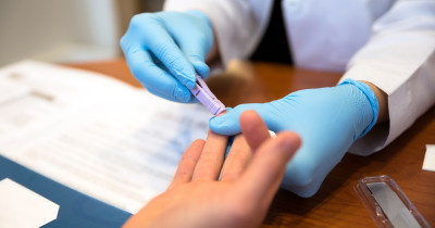 A person having a fingerprick test.