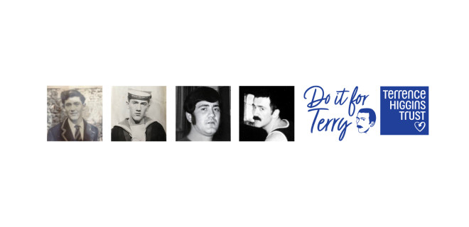 A series of images of Terry throughout his life with the Do it for Terry logo and THT logo