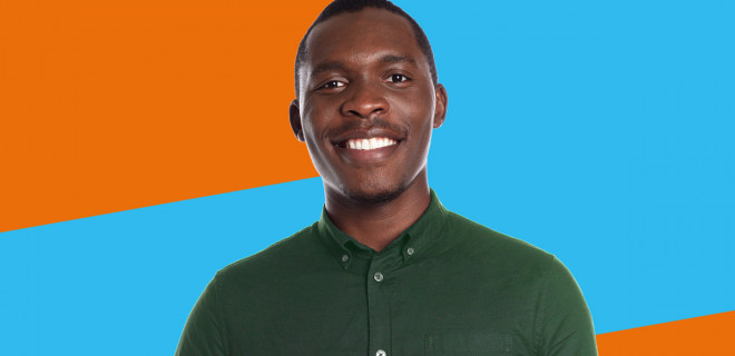 Ese holding a laptop