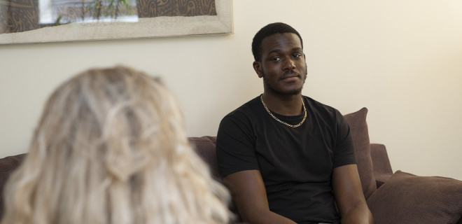 Man and woman talking