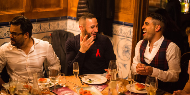 Three people at a Supper Club dinner