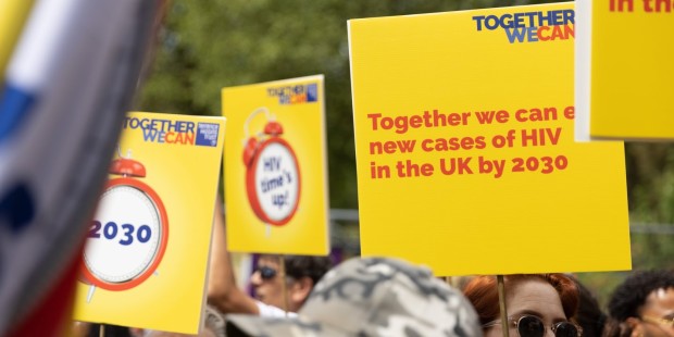 Placards with 2030 messaging