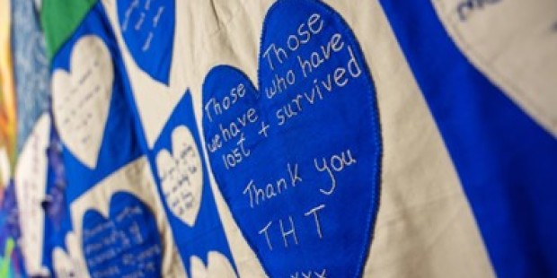 Close up of Terrence Higgins Trust panel of Terry Higgins Memorial Quilt.