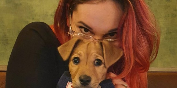 Volunteer Sarah with dog