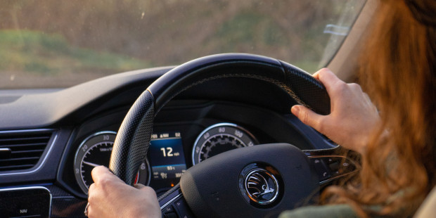 woman driving car